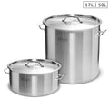 NNEAGS 17L Wide Stock Pot  and 50L Tall Top Grade Thick Stainless Steel Stockpot 18/10-0