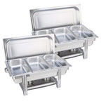 NNEAGS 2X Triple Tray Stainless Steel Chafing Catering Dish Food Warmer