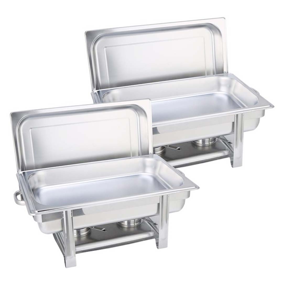NNEAGS 2X Single Tray Stainless Steel Chafing Catering Dish Food Warmer