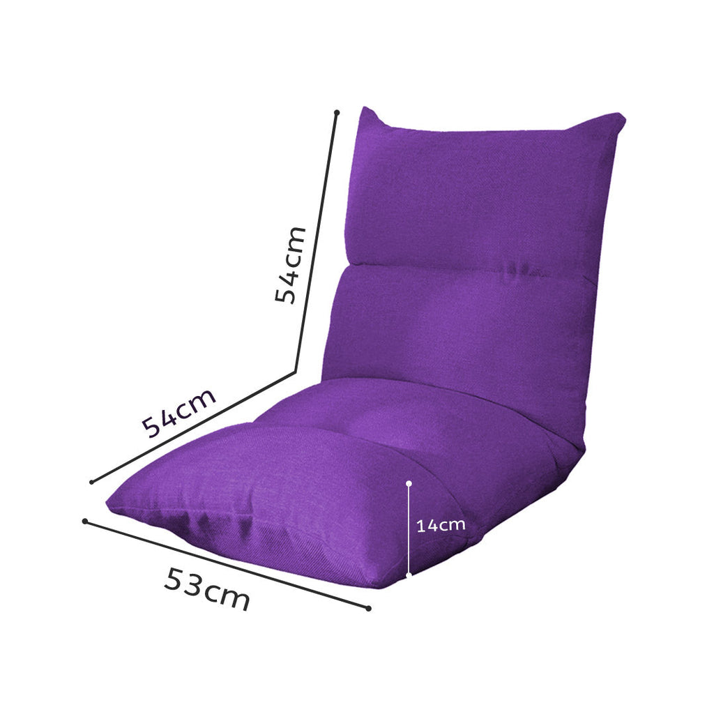 NNEAGS 4X Lounge Floor Recliner Adjustable Lazy Sofa Bed Folding Game Chair Purple