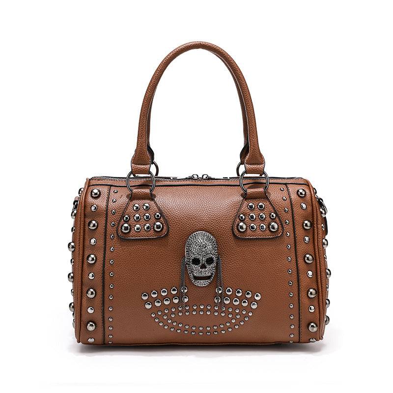 3D Crystal Skull Bag With Studded Satchels-1