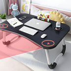 NNEAGS 2X Black Portable Bed Table Adjustable Foldable Bed Sofa Study Table Laptop Mini Desk with Notebook Stand Cup Slot Home Decor
