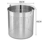 NNEAGS 2X 71L 18/10 Stainless Steel Perforated Stockpot Basket Pasta Strainer with Handle-1