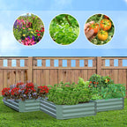 NNEAGS 2X 120X60cm Rectangle Galvanised Raised Garden Bed Vegetable Herb Flower Outdoor Planter Box-2