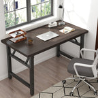 NNEAGS 2X 120x60 Walnut Foldable Computer Study Table Easy Assembly Desk No Chair