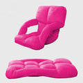 NNEAGS Foldable Lounge Cushion Adjustable Floor Lazy Recliner Chair with Armrest Pink