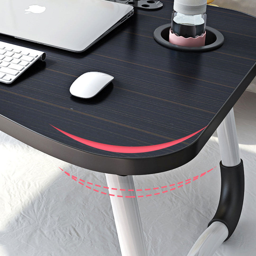 NNEAGS 2X Black Portable Bed Table Adjustable Foldable Bed Sofa Study Table Laptop Mini Desk with Notebook Stand Cup Slot Home Decor
