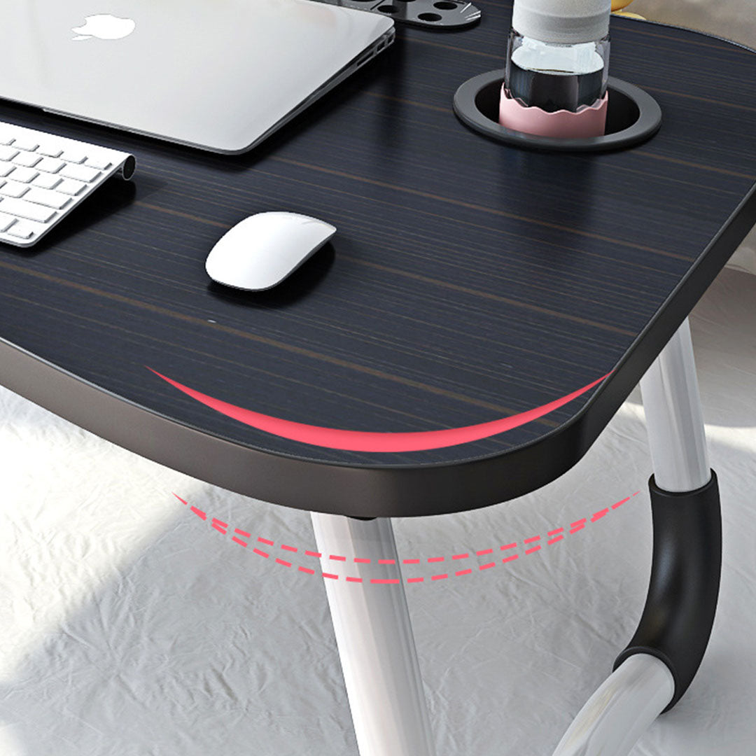 NNEAGS 2X Black Portable Bed Table Adjustable Foldable Bed Sofa Study Table Laptop Mini Desk with Notebook Stand Cup Slot Home Decor