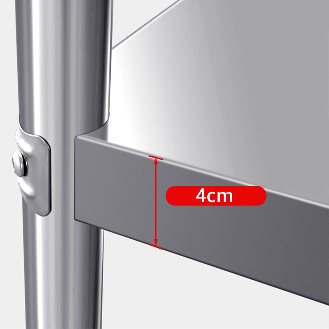 NNEAGS 150cm Catering Kitchen Stainless Steel Prep Work Bench Table with Backsplash and Caster Wheels