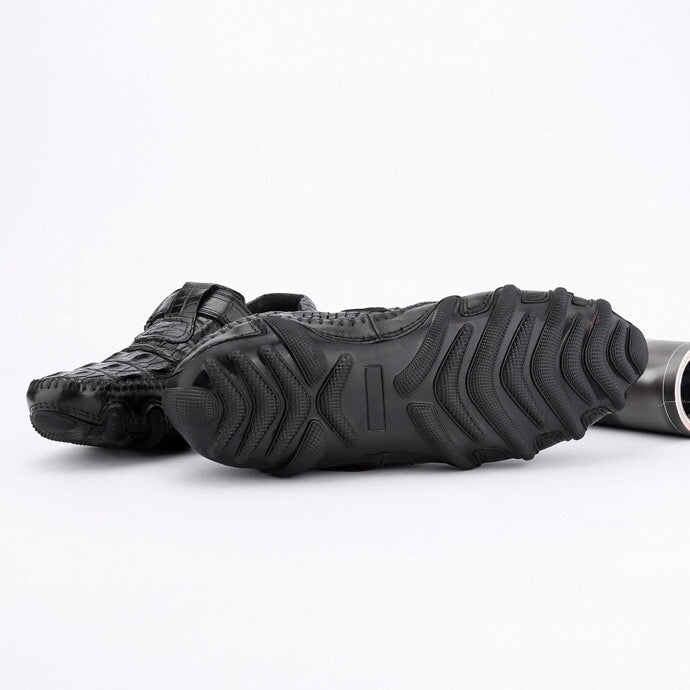 Crocodile Shoes Crocodile Leather Loafers Casual Driving Shoes Black-4