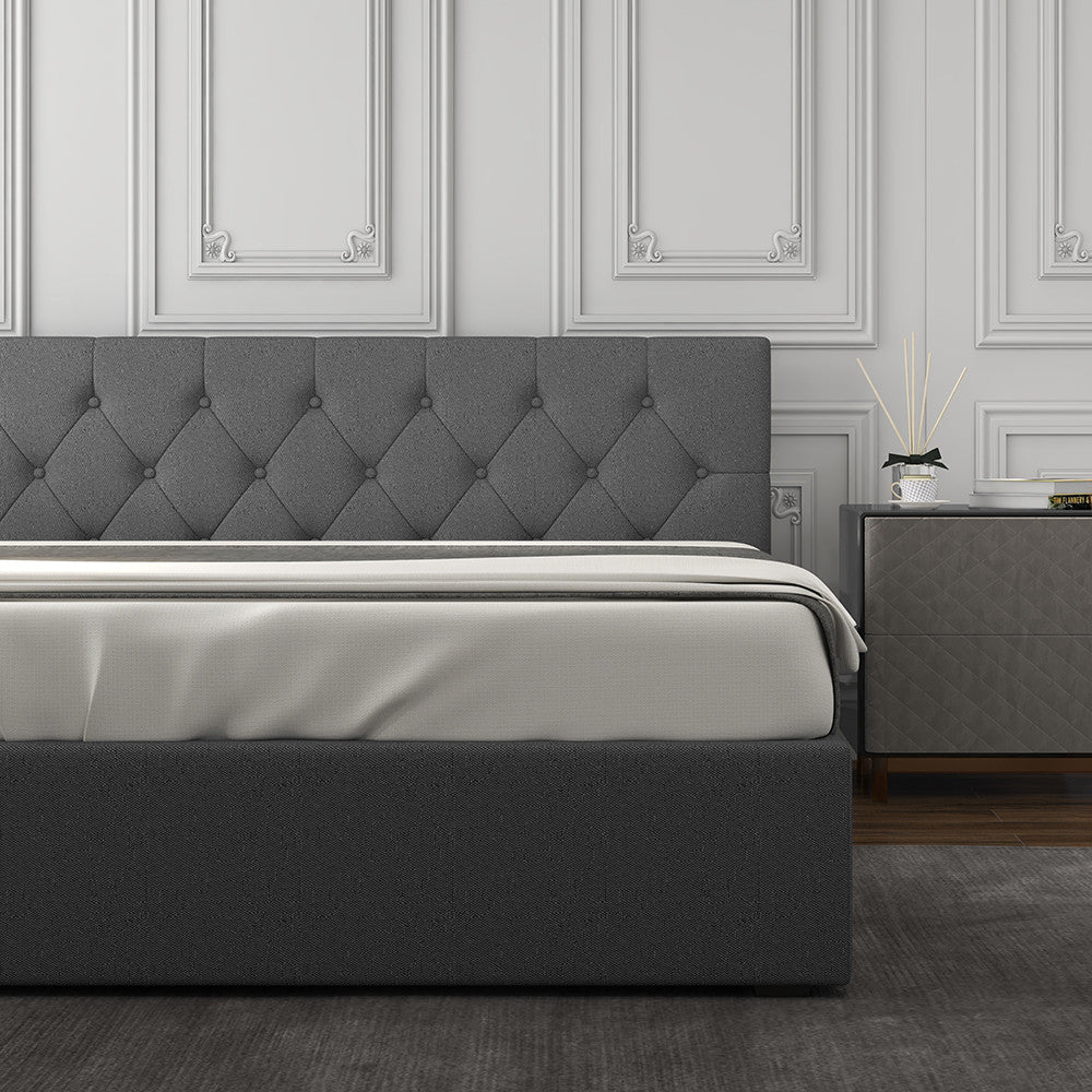 NNEIDS Milano Capri Luxury Gas Lift Bed With Headboard (Model 3) - Grey  No.28 - King-1