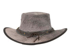 Grey Australian Kangaroo Leather Crushable Outback Jacaru Hat-8