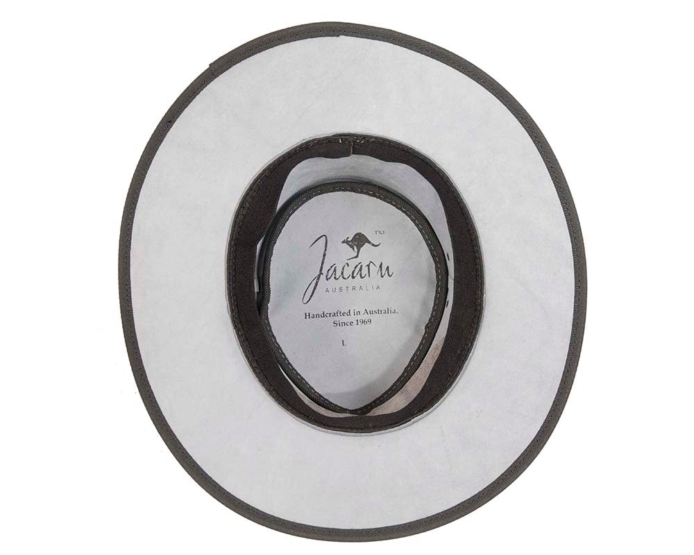 Grey Australian Kangaroo Leather Crushable Outback Jacaru Hat-7