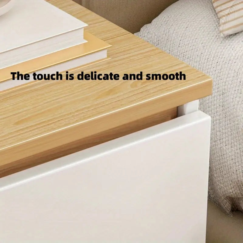 Double Layer Drawer Bedside Cabinet - Yellow and White