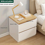 Double Layer Drawer Bedside Cabinet - Yellow and White