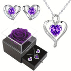 Elegant Heart-Shaped Jewelry Set with Purple Gemstones