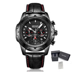 MEGIR Luxury Men Sport Watches Leather Military Quartz Wristwatch Waterproof Man Chronograph Clock 24 hour Montre Homme 2102
