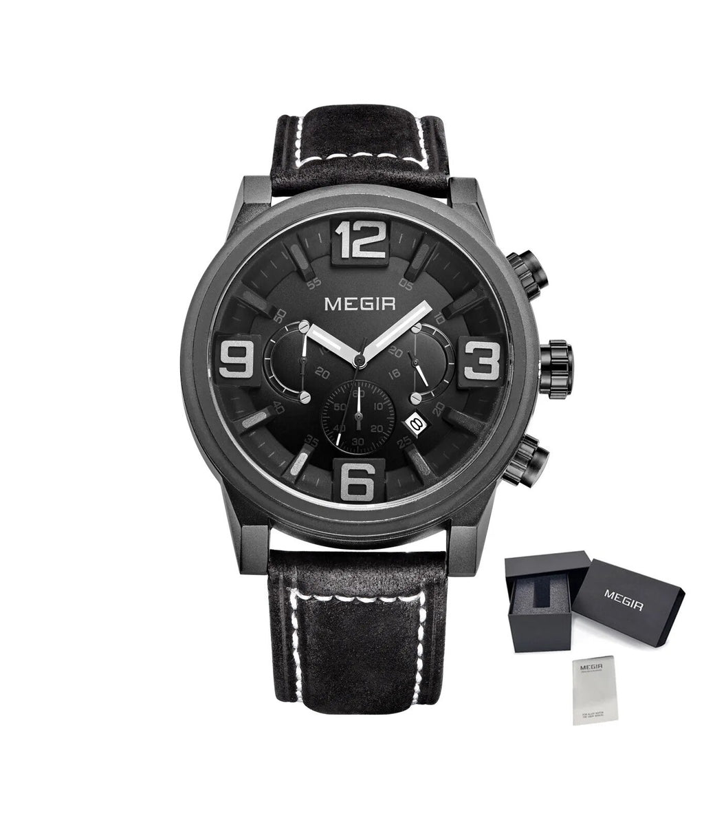 MEGIR Luxury Watches for Men Quartz Chronograph Waterproof Calendar Luminous Sport Military Wristwatch Clock Reloj Hombre 3010