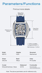 MEGIR Original Luxury Sport Watch for Men Silicone Band Automatic Mechanical Movement WristWatches Luminous Clock Reloj Hombre 8601