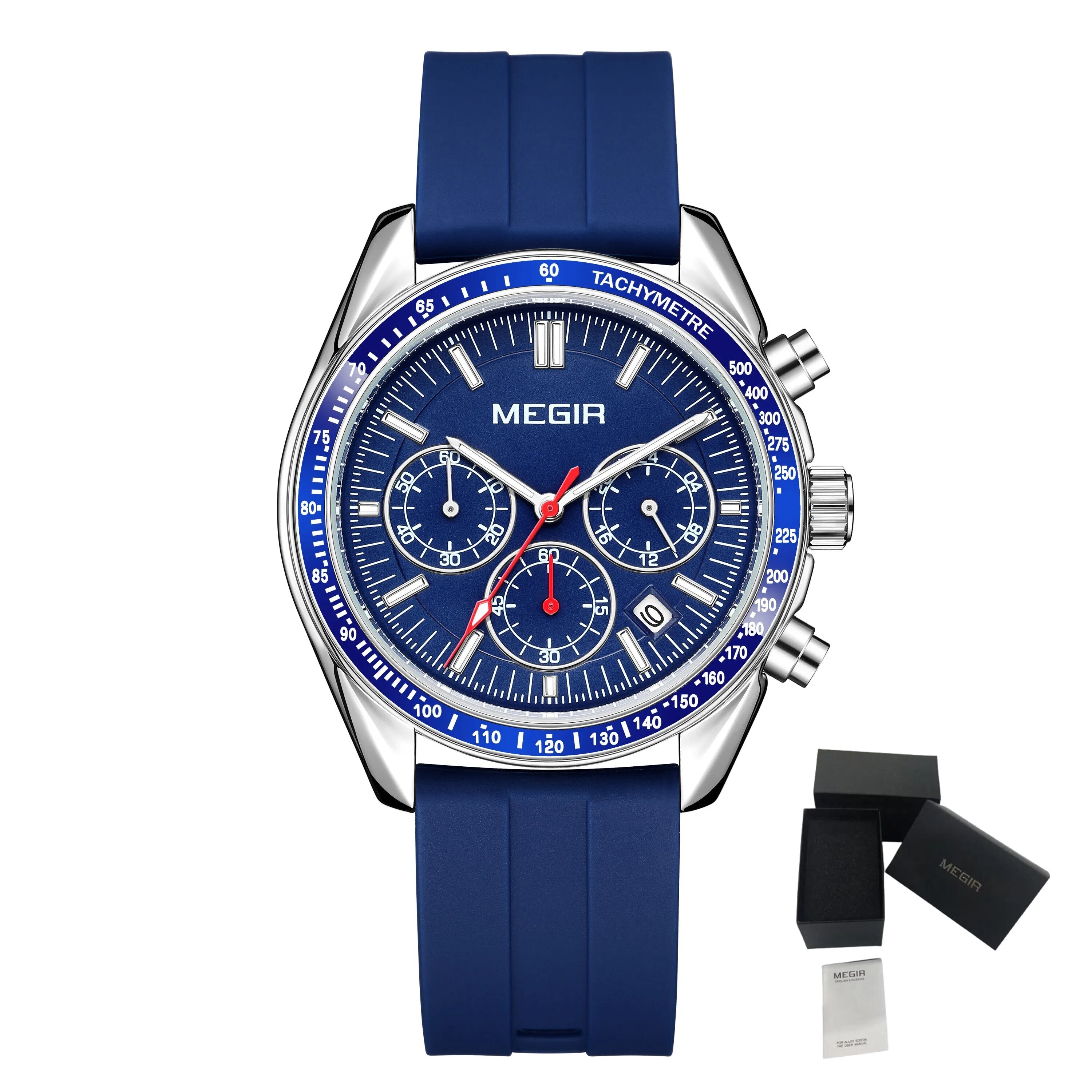 MEGIR Analog Quartz Wrist Watch Chronograph Luminous Business Sport Watches with Silicone Strap Calendar Man Clock Reloj Hombre 8105