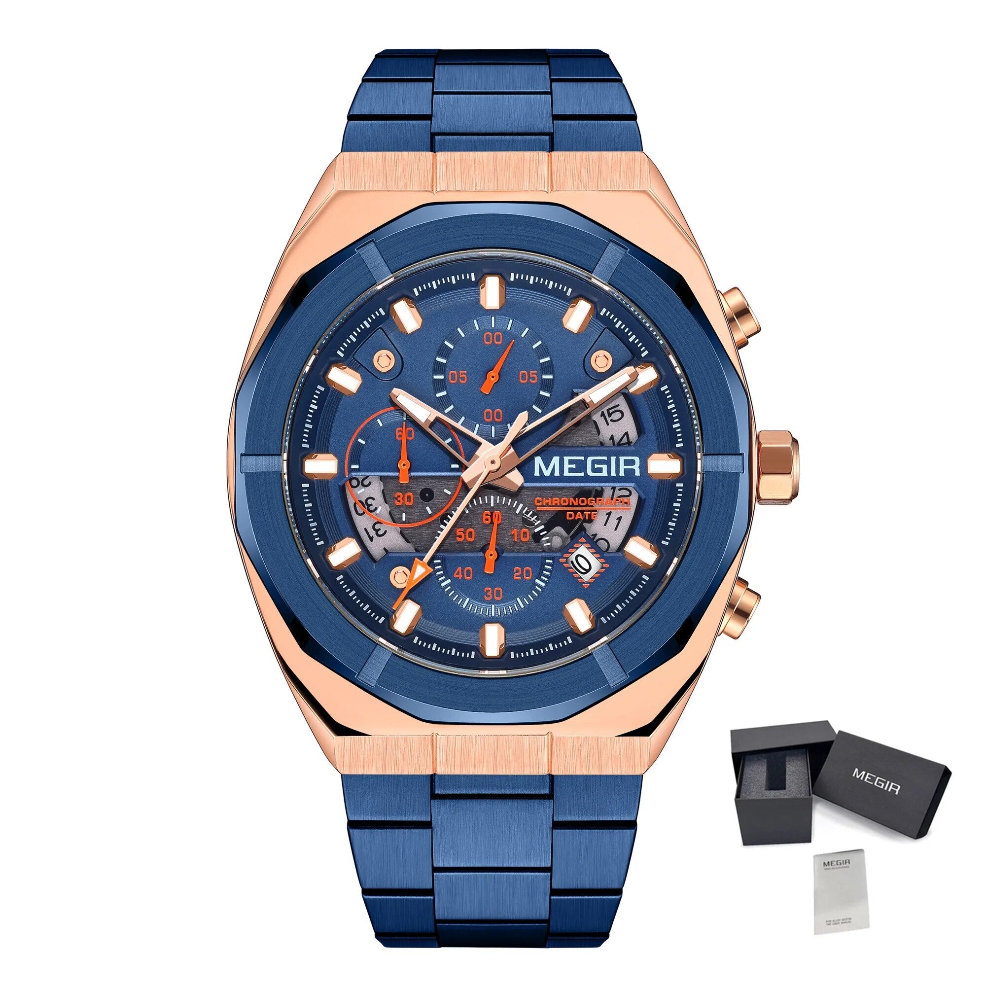 MEGIR New Watch for Men Top Brand Luxury Casual Quartz Wristwatch with Chronograph Waterproof Luminous Auto Date Reloj Hombre