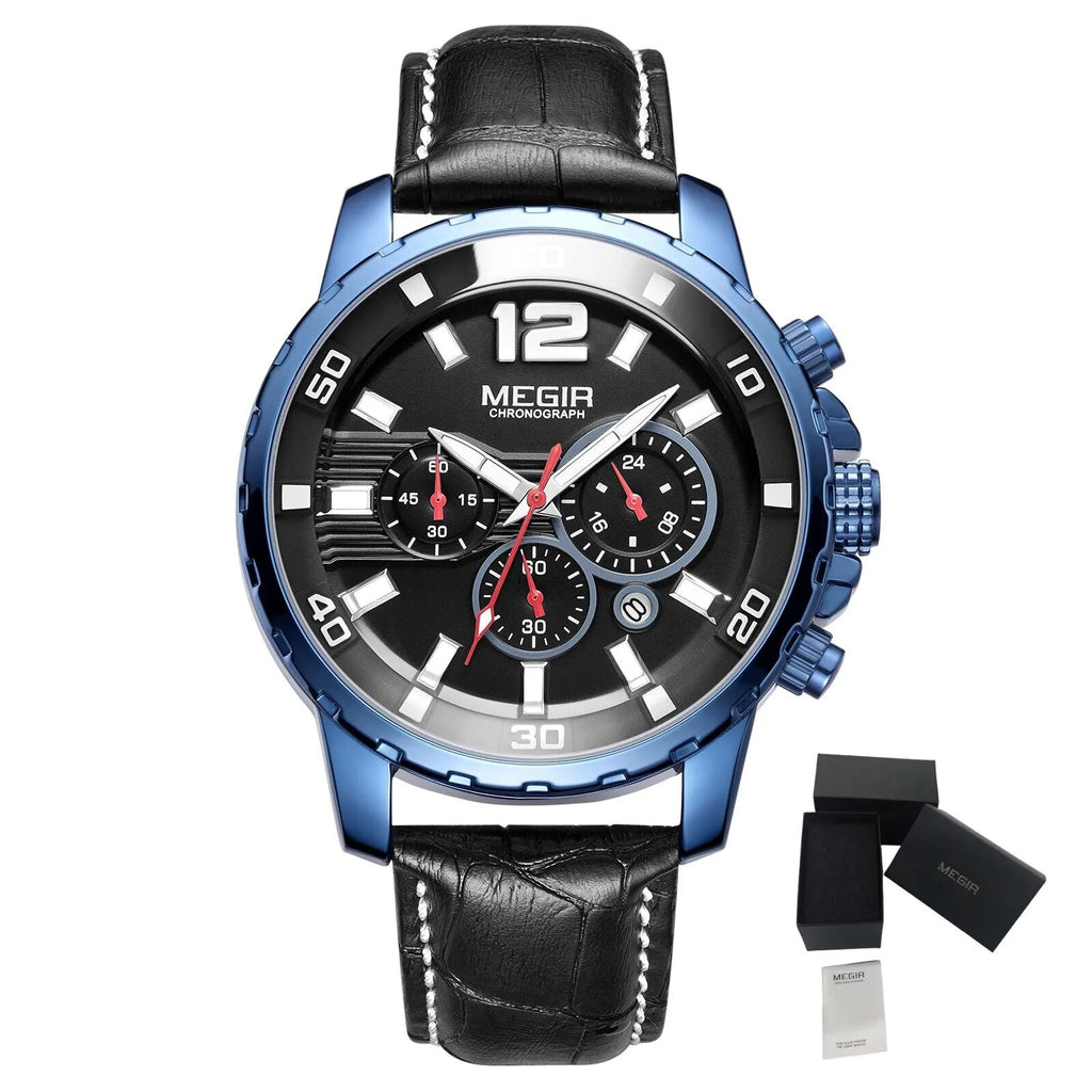 MEGIR Stainless Steel Business Watches for Men Luxury Quartz Casual Wristwatch Luminous Waterproof Date Clock Chronograph 2068