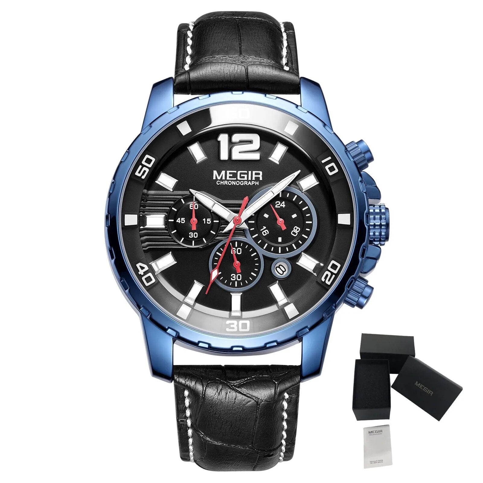 MEGIR Stainless Steel Business Watches for Men Luxury Quartz Casual Wristwatch Luminous Waterproof Date Clock Chronograph 2068