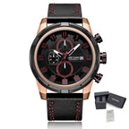 MEGIR Sport Watch for Men Leather Strap Quartz Military Wristwatch with Chronograph Waterproof Calendar Clock Reloj Hombre 2082