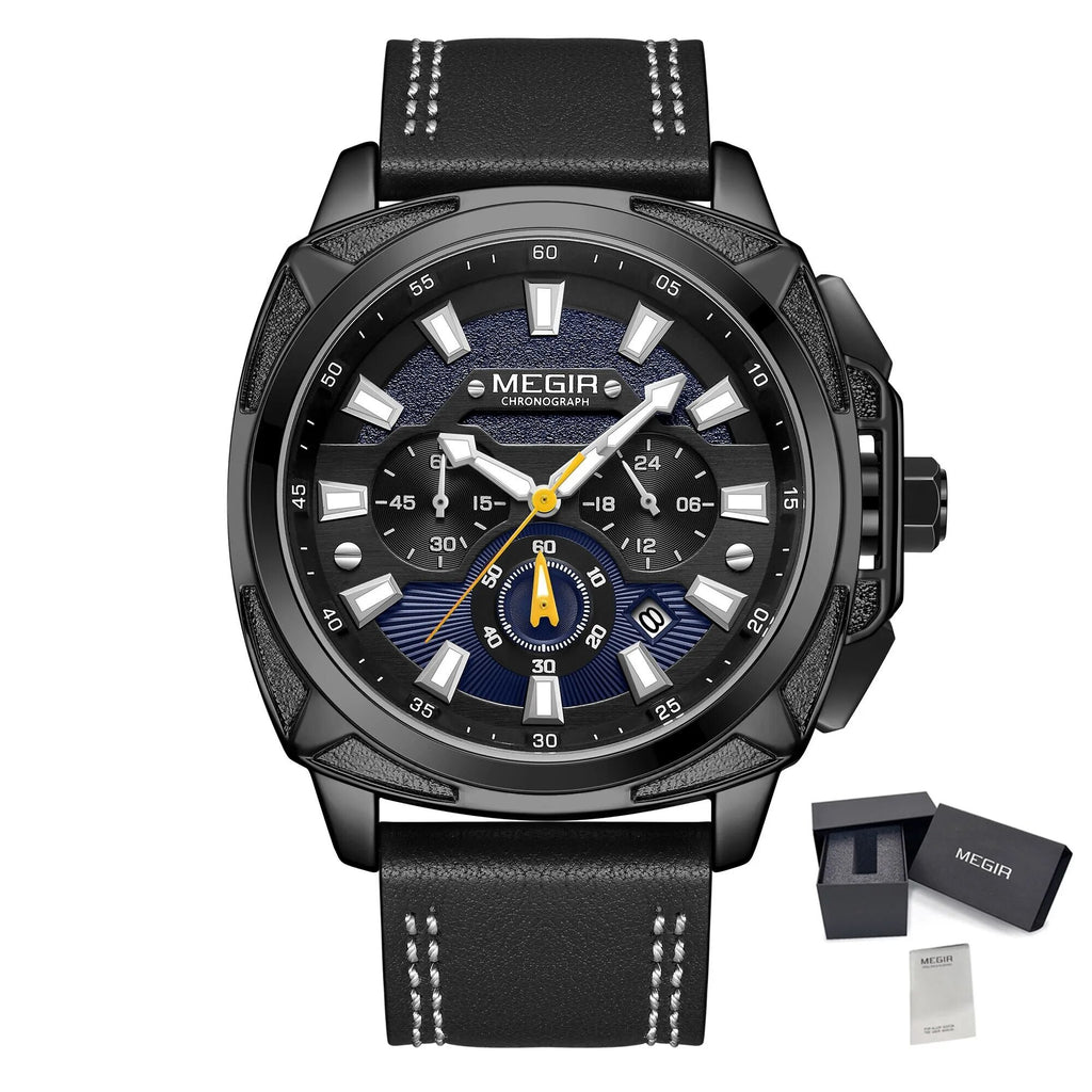 MEGIR Relogio Masculino Watches Men Fashion Leather Band Sports Military Watches Luxury Quartz Business Wristwatch Reloj Hombre