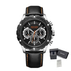 MEGIR Luxury Sport Watches for Men Waterproof Quartz Wrist Watch Chronograph Leather Military Wristwatch Clock Reloj Hombre 2070