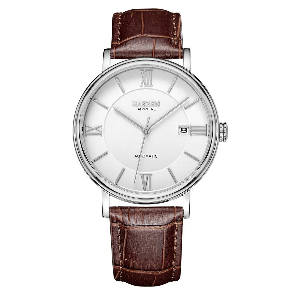NAKZEN Men Business Automatic Mechanical Watches Brand Luxury Leather Man Wrist Watch Male Clock Relogio Masculino Miyota 9015