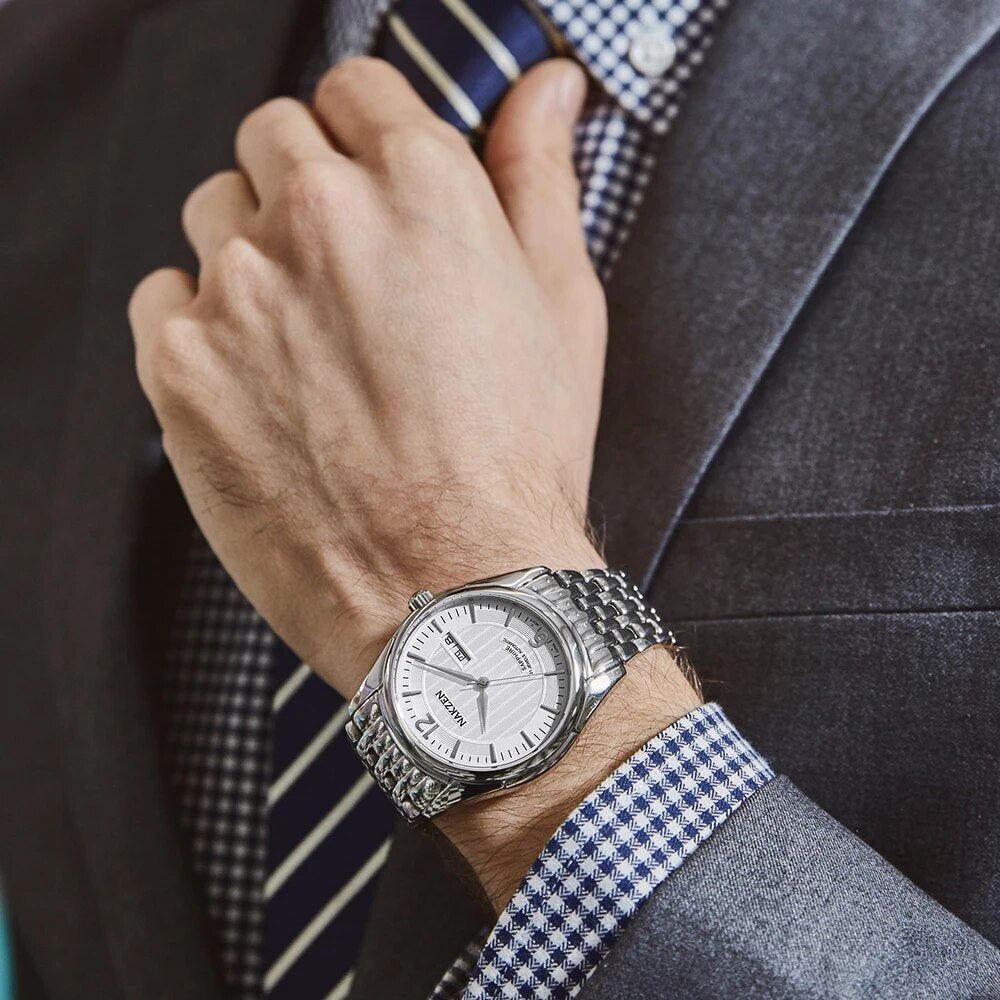 NAKZEN Mens Automatic Mechanical Watch Miyota 8205 Movemen Men Business Waterproof Stainless Steel Watch Clock Relogio Masculino