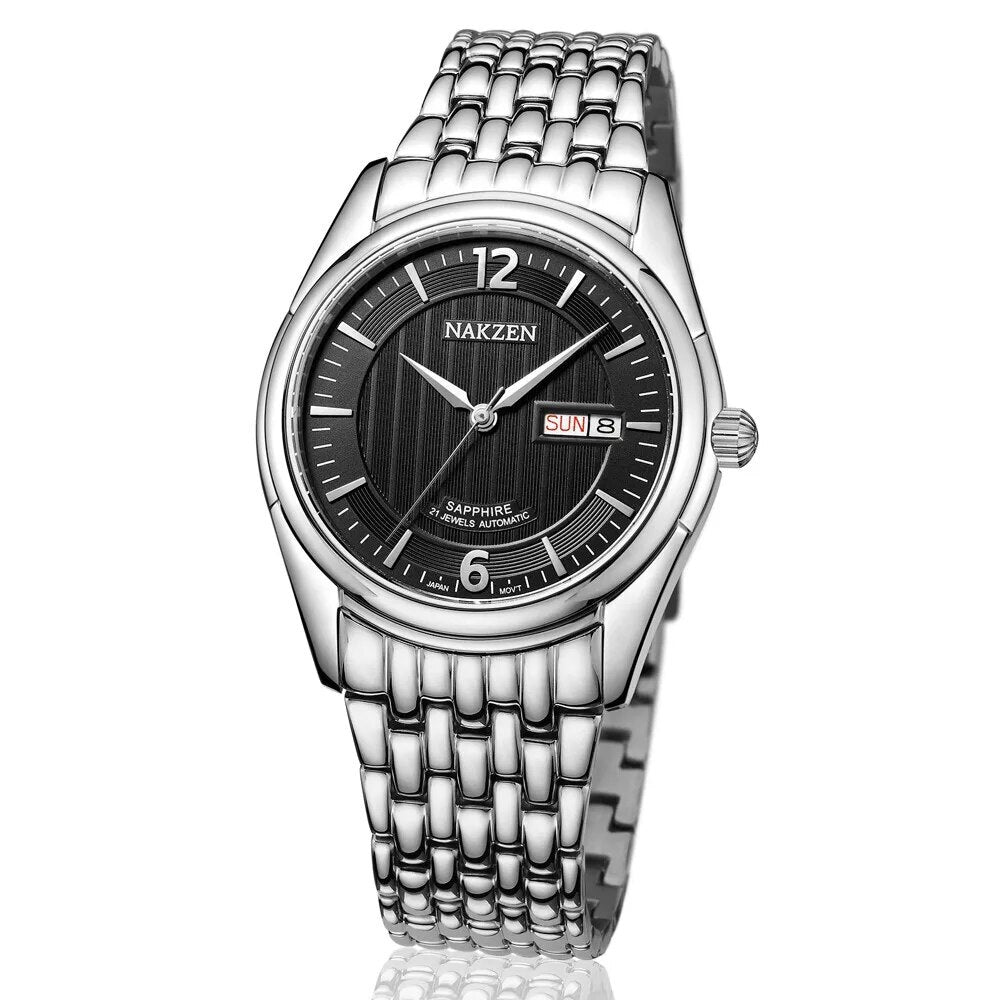 NAKZEN Mens Automatic Mechanical Watch Miyota 8205 Movemen Men Business Waterproof Stainless Steel Watch Clock Relogio Masculino