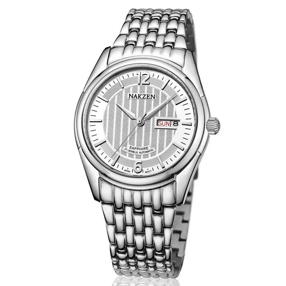 NAKZEN Mens Automatic Mechanical Watch Miyota 8205 Movemen Men Business Waterproof Stainless Steel Watch Clock Relogio Masculino
