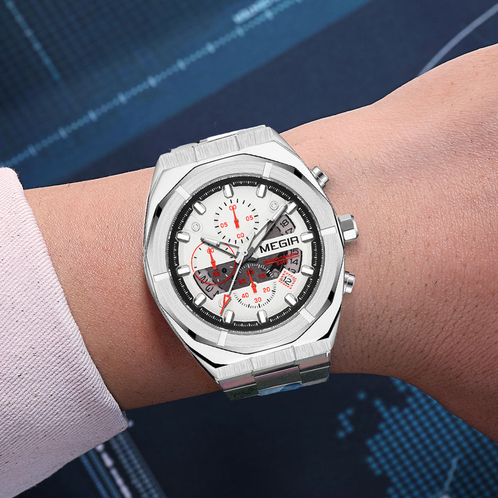 MEGIR New Watch for Men Top Brand Luxury Casual Quartz Wristwatch with Chronograph Waterproof Luminous Auto Date Reloj Hombre