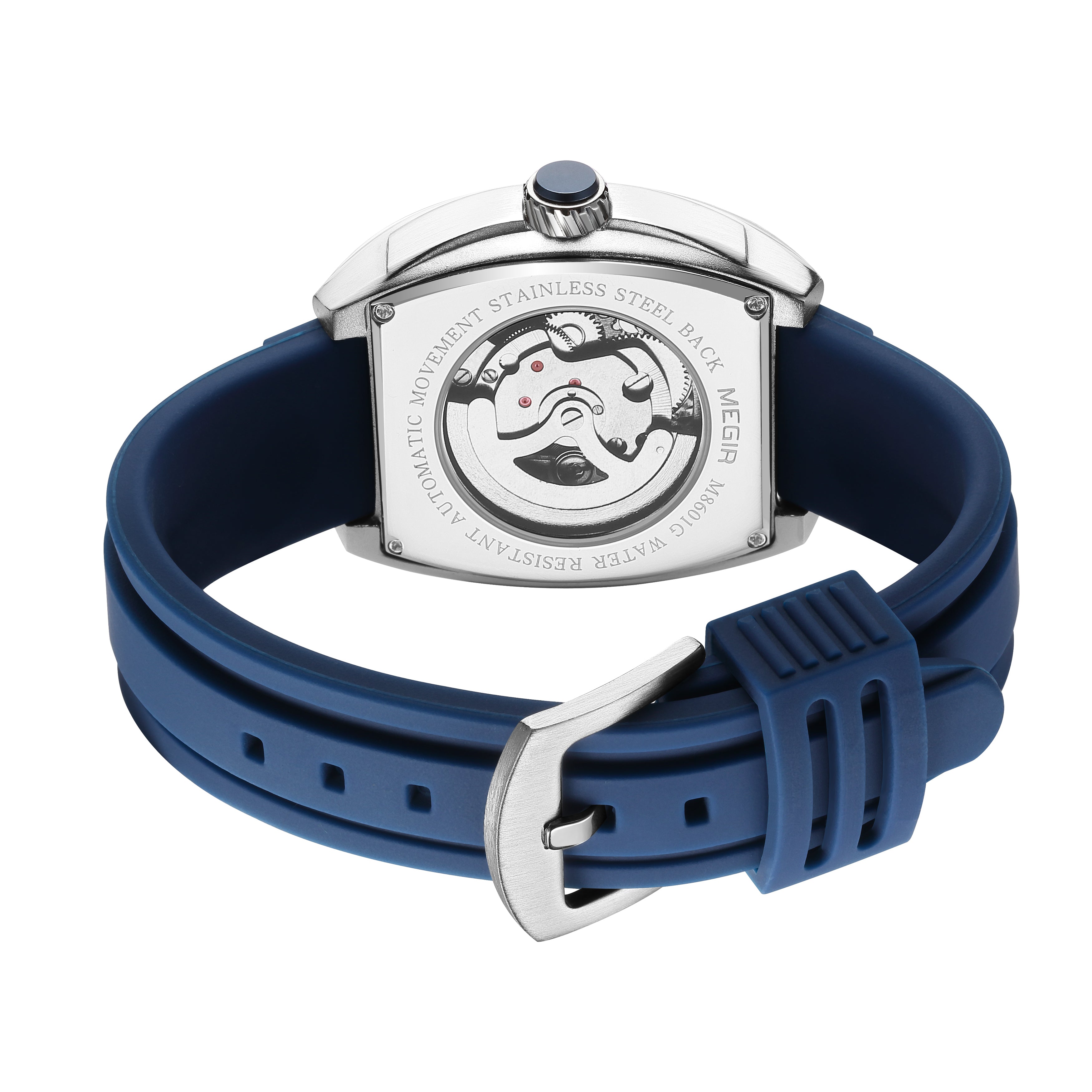 MEGIR Original Luxury Sport Watch for Men Silicone Band Automatic Mechanical Movement WristWatches Luminous Clock Reloj Hombre 8601