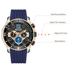 MEGIR Men's Sport Watches Chronograph Silicone Strap Waterproof Calendar Quartz Military Wristwatch Male Clock Relogio Masculino 2206