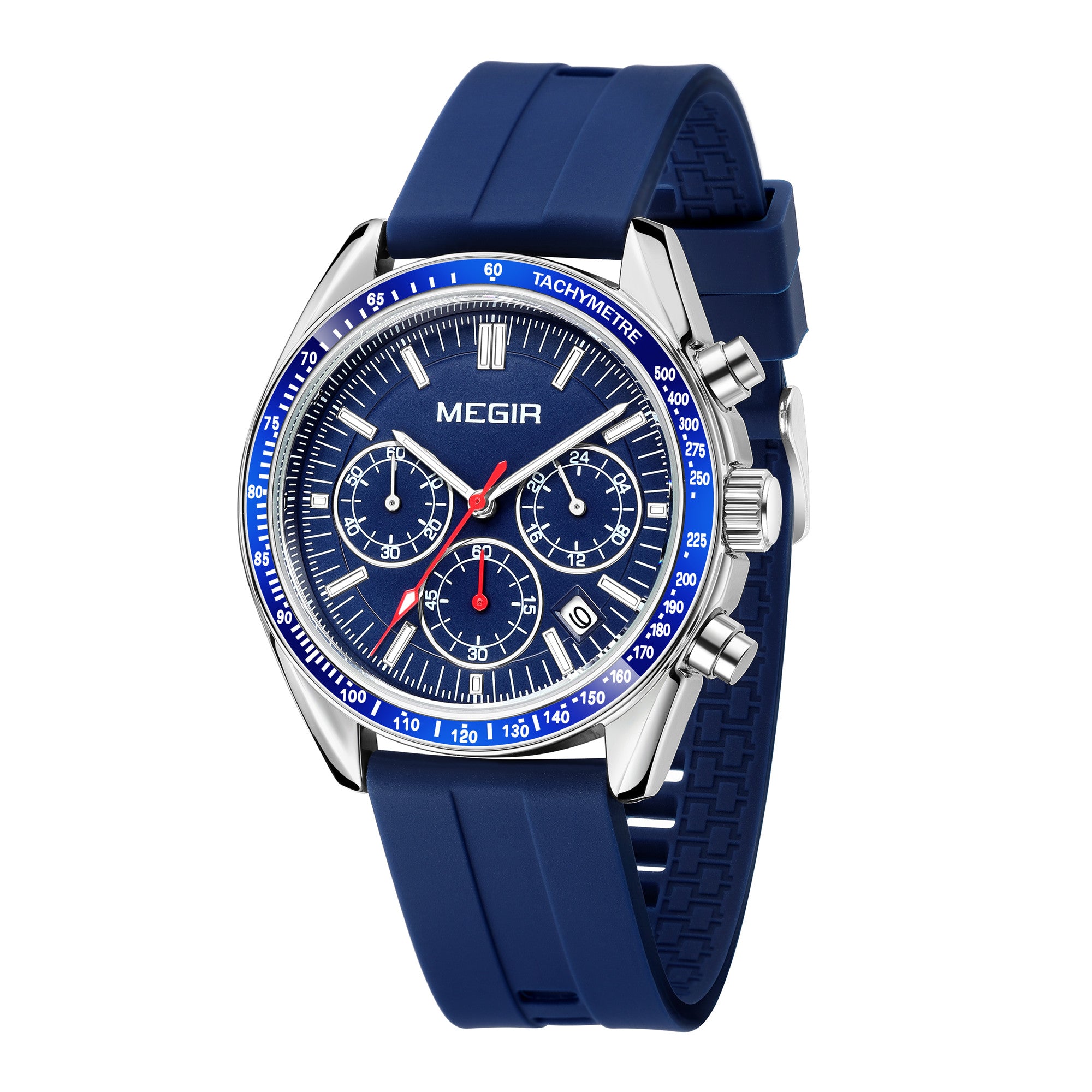 MEGIR Analog Quartz Wrist Watch Chronograph Luminous Business Sport Watches with Silicone Strap Calendar Man Clock Reloj Hombre 8105