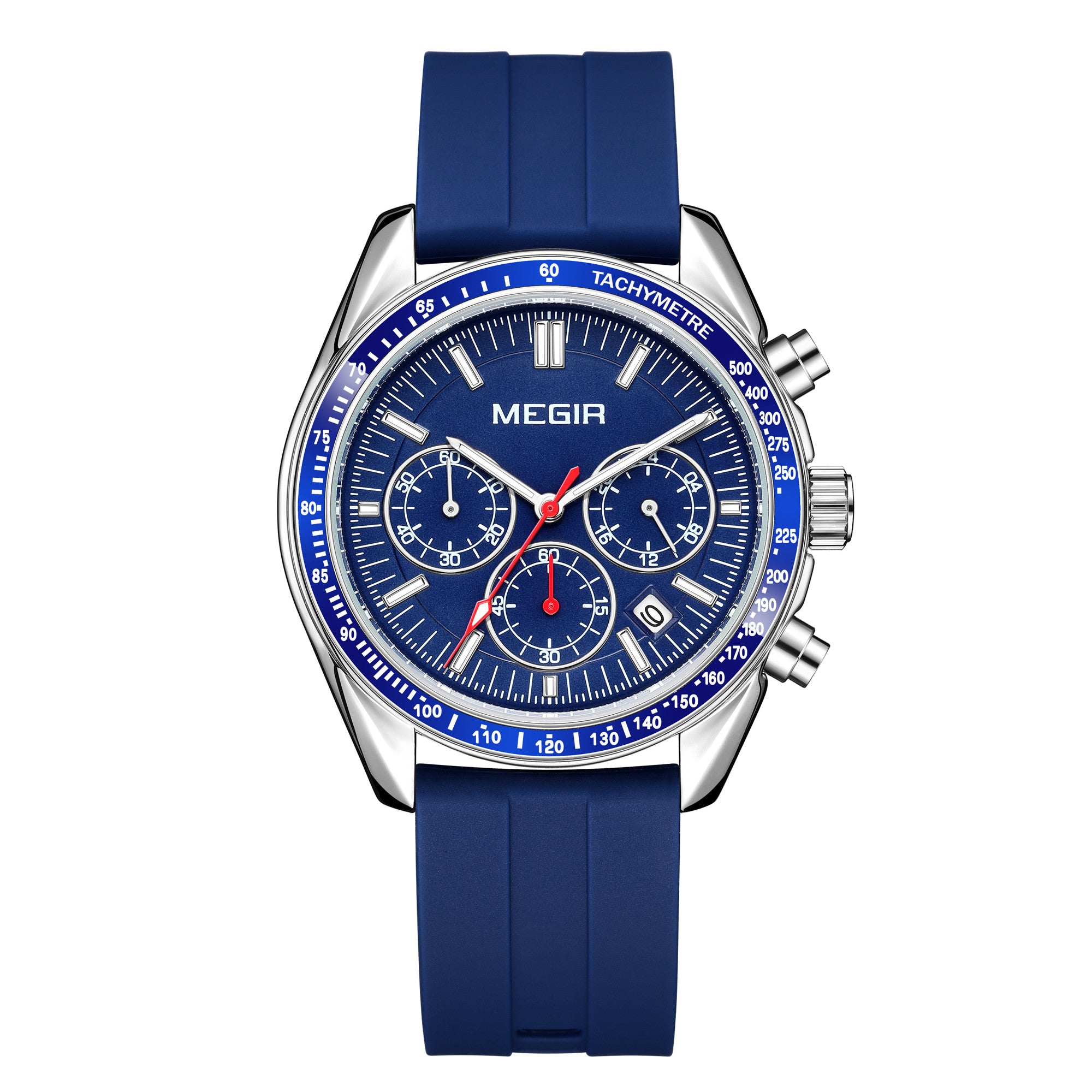 MEGIR Analog Quartz Wrist Watch Chronograph Luminous Business Sport Watches with Silicone Strap Calendar Man Clock Reloj Hombre 8105