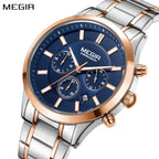 MEGIR Stainless Steel Waterproof Wrist Watches for Men Luminous Chronograph Business Quartz Men's Casual Clock Reloj Hombre