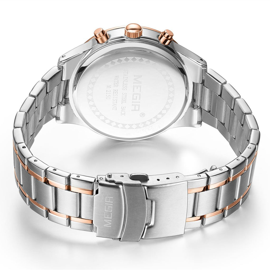 MEGIR Stainless Steel Waterproof Wrist Watches for Men Luminous Chronograph Business Quartz Men's Casual Clock Reloj Hombre