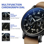 MEGIR Fashion Mens Watches Leather Military Sport Watch Chronograph Luminous Waterproof Quartz Wristwatch Man Clock Reloj Hombre
