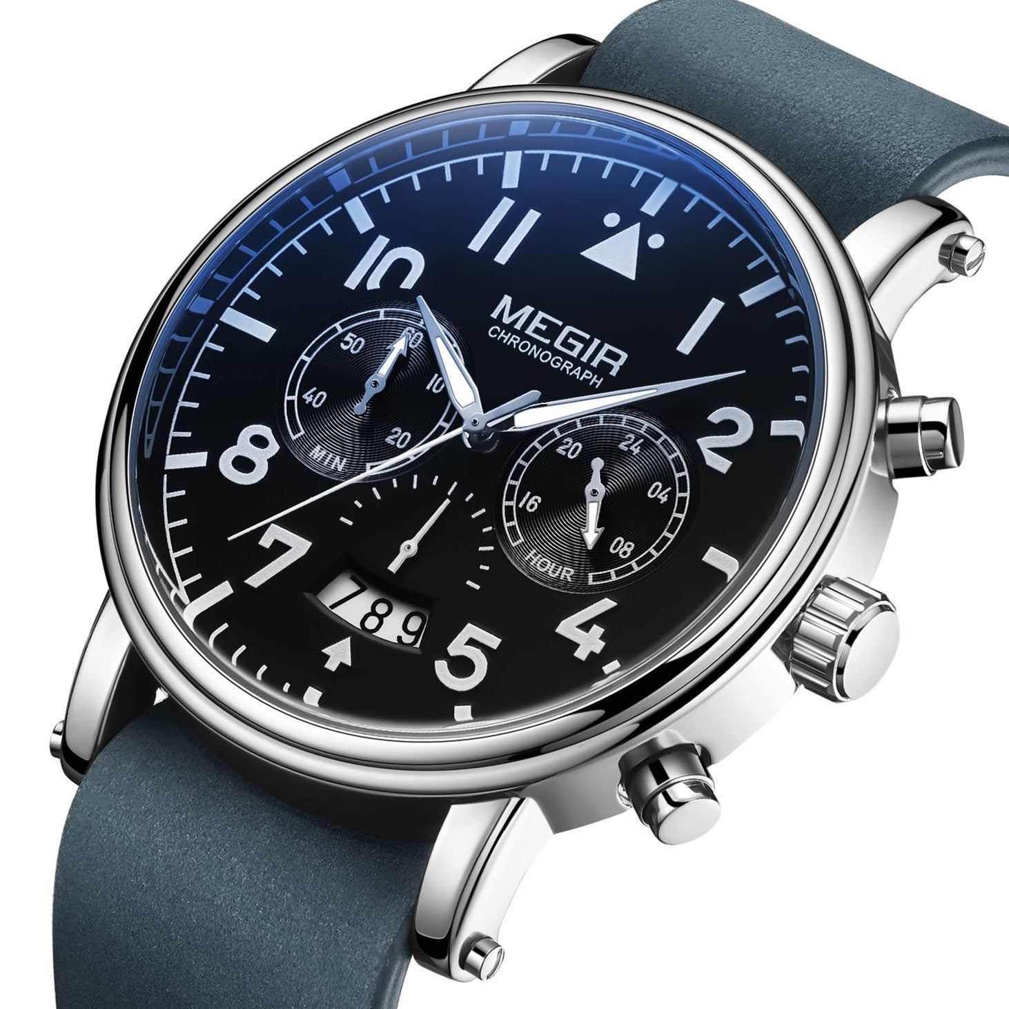 MEGIR Fashion Mens Watches Leather Military Sport Watch Chronograph Luminous Waterproof Quartz Wristwatch Man Clock Reloj Hombre