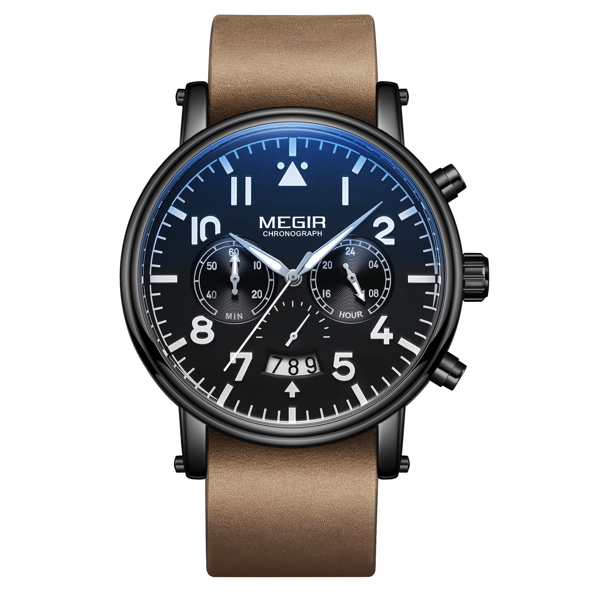 MEGIR Fashion Mens Watches Leather Military Sport Watch Chronograph Luminous Waterproof Quartz Wristwatch Man Clock Reloj Hombre