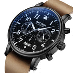 MEGIR Fashion Mens Watches Leather Military Sport Watch Chronograph Luminous Waterproof Quartz Wristwatch Man Clock Reloj Hombre