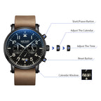 MEGIR Fashion Mens Watches Leather Military Sport Watch Chronograph Luminous Waterproof Quartz Wristwatch Man Clock Reloj Hombre