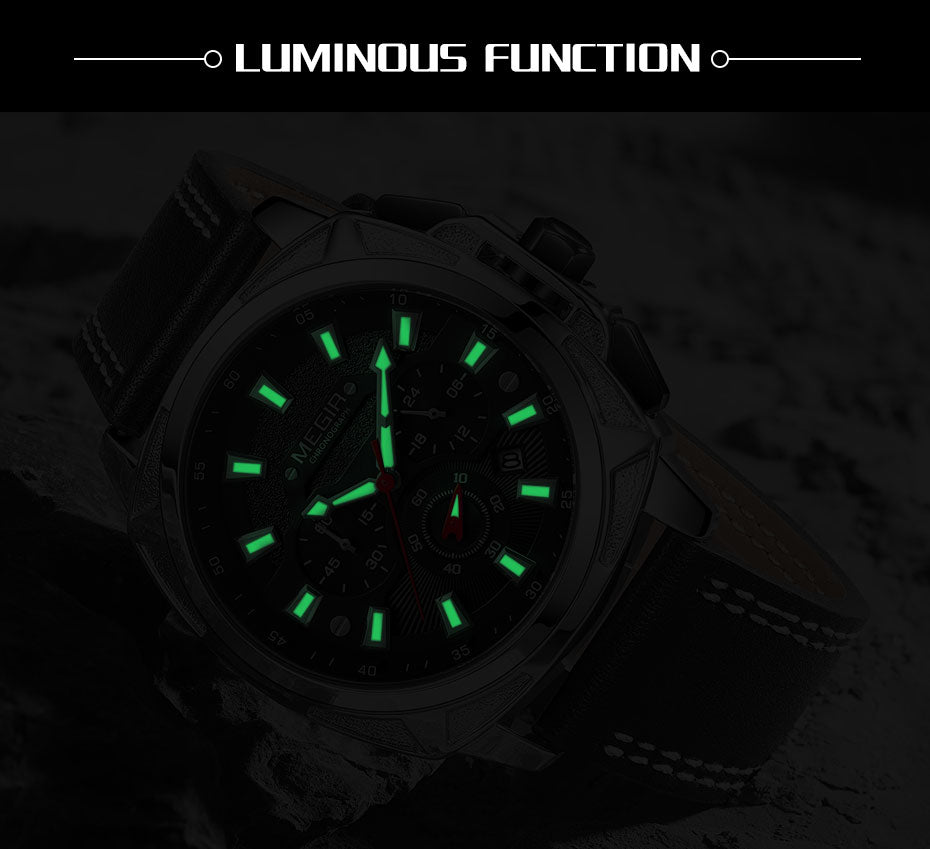 MEGIR Relogio Masculino Watches Men Fashion Leather Band Sports Military Watches Luxury Quartz Business Wristwatch Reloj Hombre