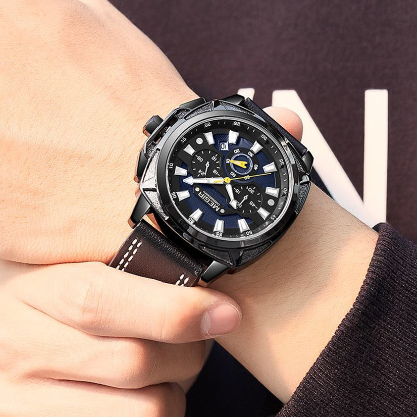 MEGIR Relogio Masculino Watches Men Fashion Leather Band Sports Military Watches Luxury Quartz Business Wristwatch Reloj Hombre