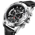 MEGIR Luxury Men Sport Watches Leather Military Quartz Wristwatch Waterproof Man Chronograph Clock 24 hour Montre Homme 2102