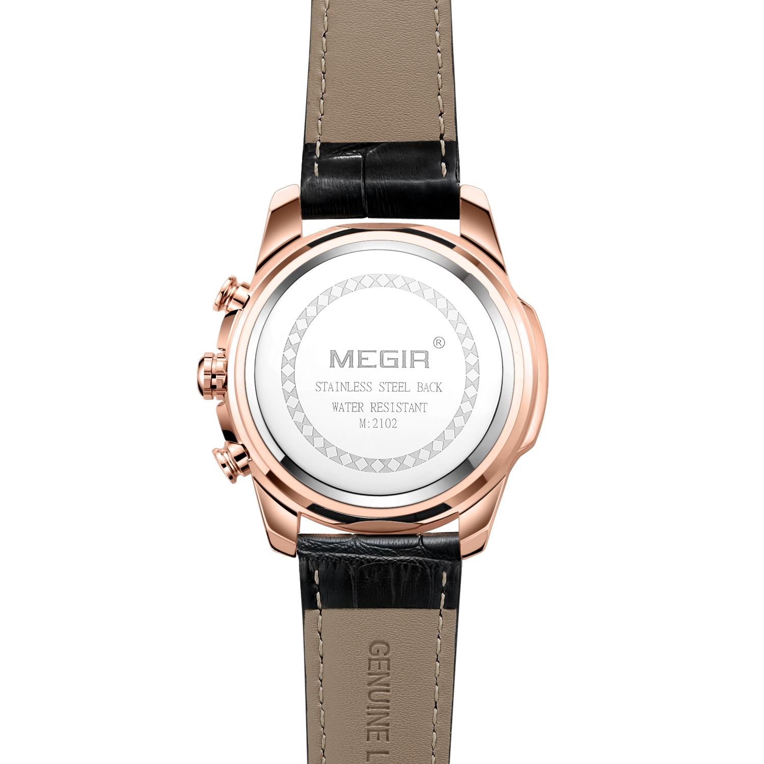 MEGIR Luxury Men Sport Watches Leather Military Quartz Wristwatch Waterproof Man Chronograph Clock 24 hour Montre Homme 2102